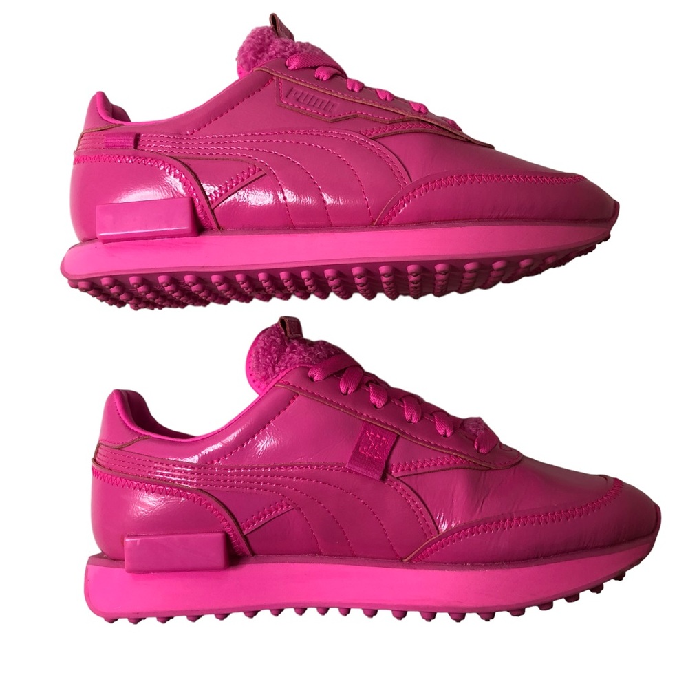 Puma Women's Hot Pink Leather & Sherpa-Trim Sneakers - Picture 4 of 10